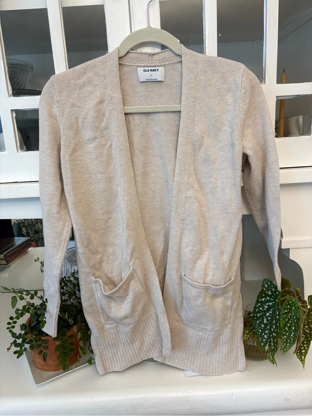 Old Navy Beige Open-Front Pocket Cardigan Sweater - Picture 2 of 4